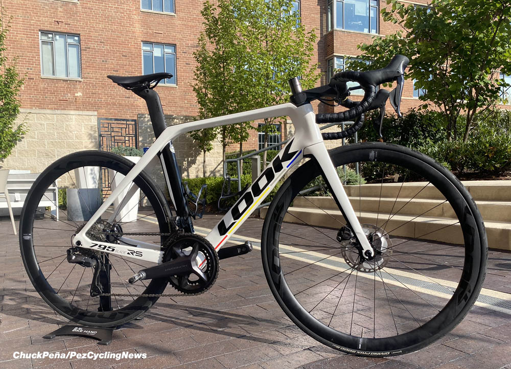 A high-performance Look road bike with aerodynamic design.